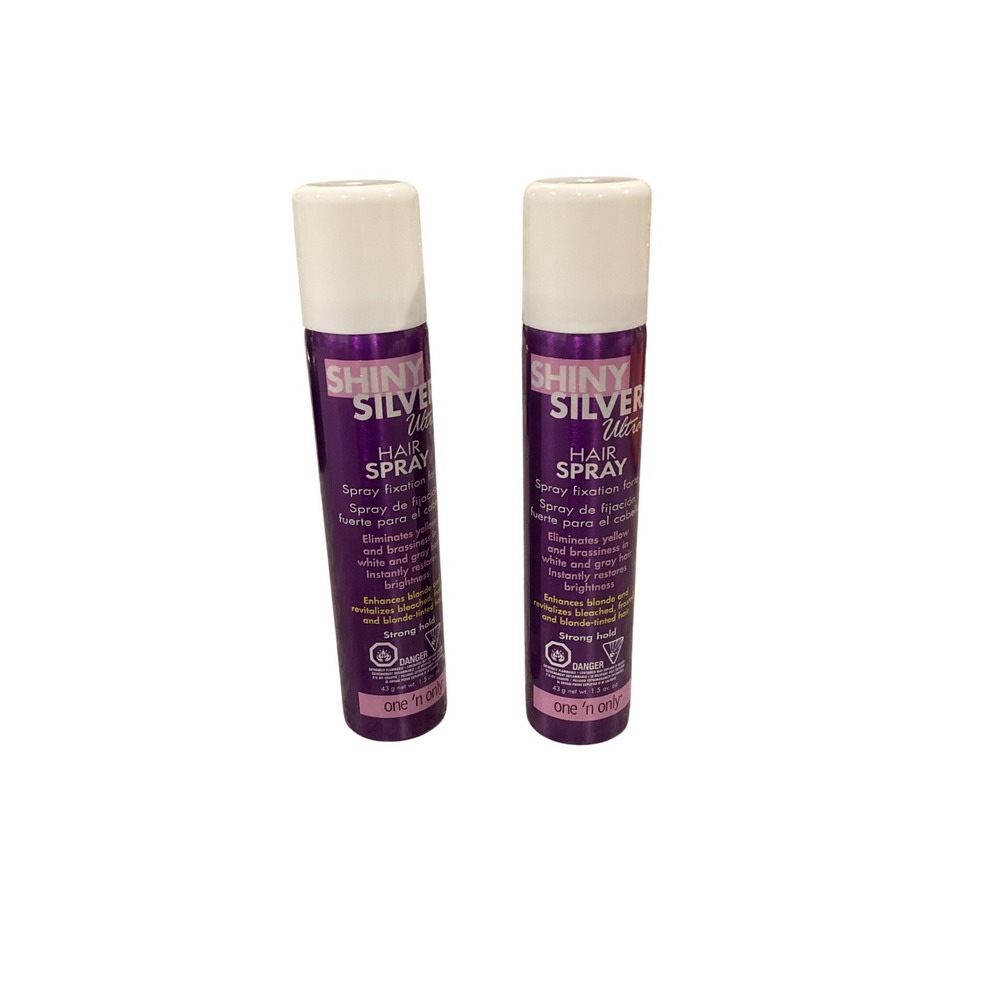 One 'n Only Shiny Silver Ultra Hair Spray Strong Hold 1.5 oz Travel Size 2 Pack